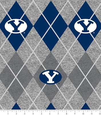 Brigham Young University College Fleece Fabric Heather Argyle