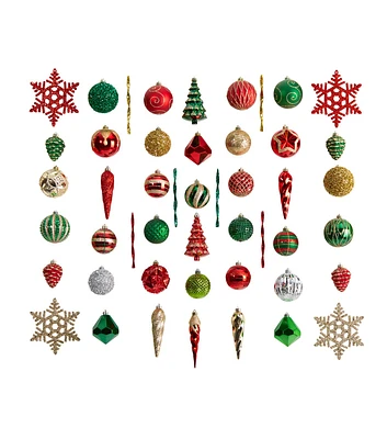 Nearly Natural 52ct Green & Red Shatterproof Christmas Ornament Box Set