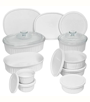 Corningware French White 18pc Round & Oval Bakeware Set