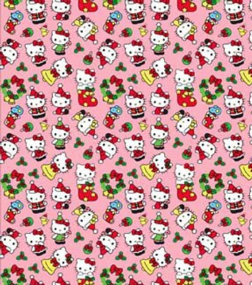 Hello Kitty & Friends on Pink Christmas Cotton Fabric