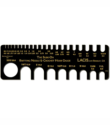 Lacis Knitting Needle & Crochet Hook Gauge Slide On