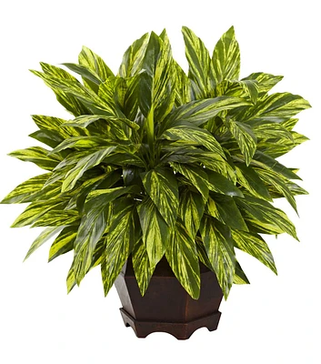 Nearly Natural 20" Tradescantia Plant With Black Hexagon Planter