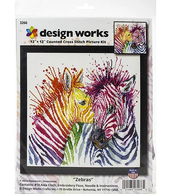 Design Works 12" Colorful Zebras Counted Cross Stitch Kit