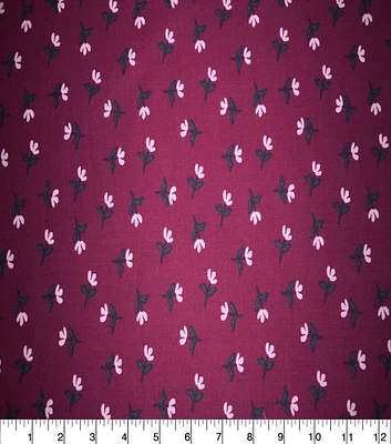 Winter Floral on Dark Pink Quilt Cotton Fabric by Quilter's Showcase