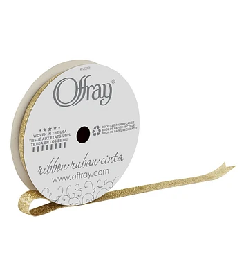 Offray 3/8" x 9' Dazzled Golden Metallic Ribbon