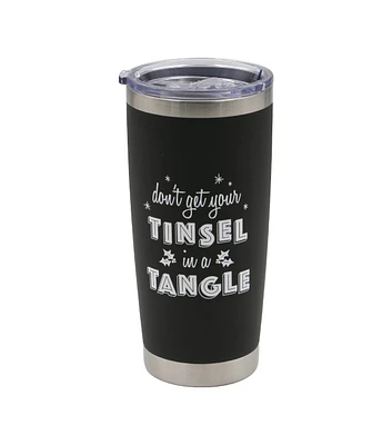 20oz Christmas Black Tinsel Tangle Metal Tumbler