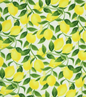 Yellow Bold Summer Lemon Branches Anti Pill Plush Fleece Fabric