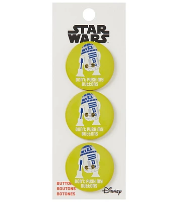 Disney 1 1/4" Star Wars R2D2 & Don't Push My Buttons 2 Hole Buttons 3pk