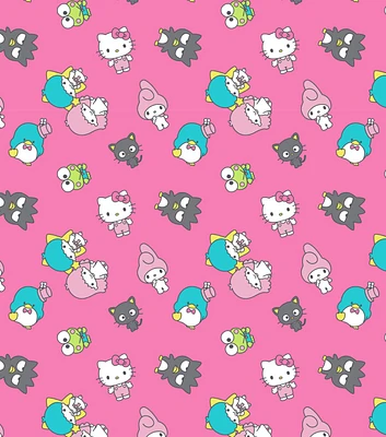 Hello Kitty & Friends on Pink Cotton Fabric