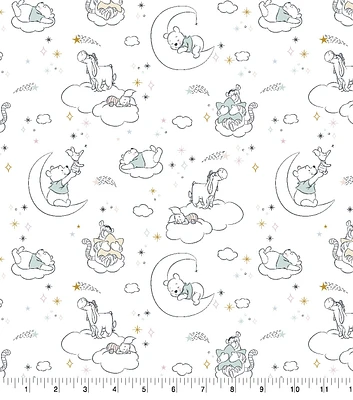 Winnie The Pooh Cotton Fabric Baby Friends