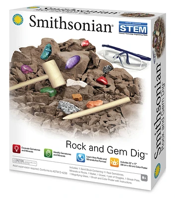 Smithsonian 19ct Rock & Gem Dig STEM Kit