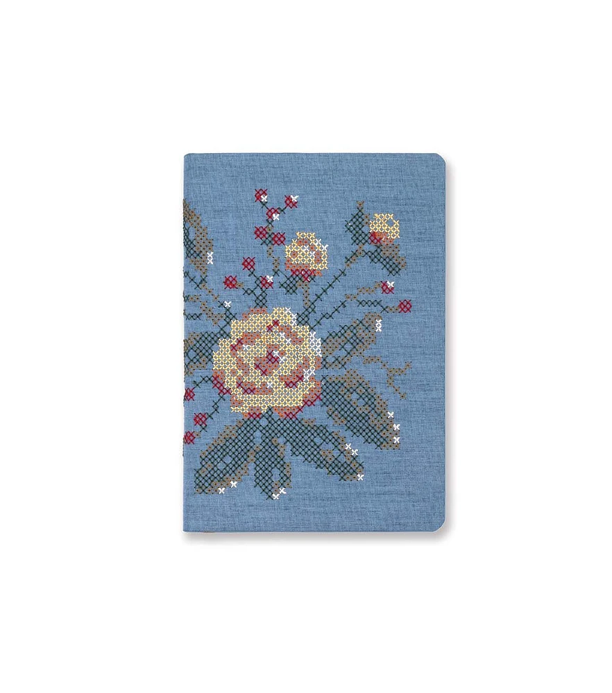 Denik 144 Sheet Cross Stitch Flowers Embroidered Journal