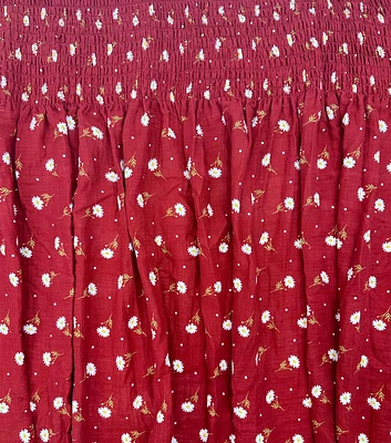 Floral Bouquet on Marron Smocked Bubble Gauze Fabric by POP!