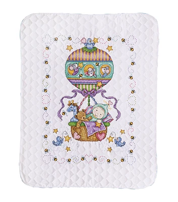 Tobin 34" x 43" Balloon Ride Baby Quilt Stamped Cross Stitch Kit