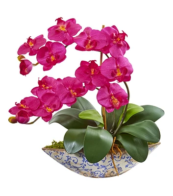 Nearly Natural 18.5" Phalaenopsis Orchid Arrangement in Vase