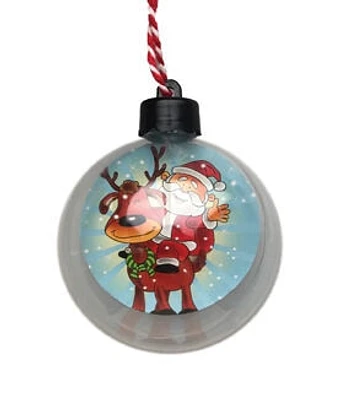 80mm Christmas Santa Claus & Reindeer Ball Round Ornament by Place & Time