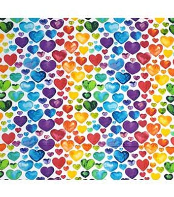 Multicolor Hearts Cotton Canvas Fabric