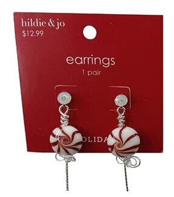 2" Christmas Peppermint Lollipop Earrings by hildie & jo