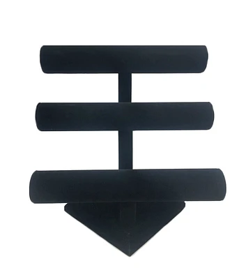 Velvet Triple Bar Jewelry Stand Black