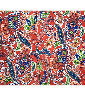 Red Paisley Outdoor Fabric