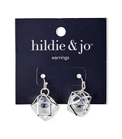 Silver Geometric Earrings With Clear Crystal by hildie & jo