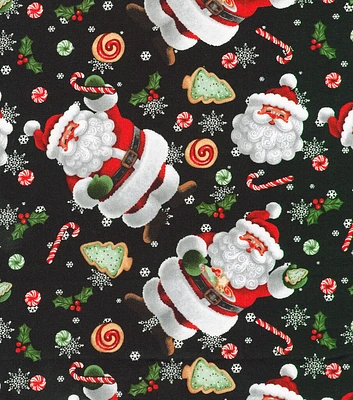 Robert Kaufman Cookies for Santa on Black Christmas Cotton Fabric