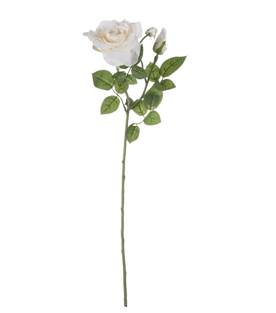 26.5" White Rose & Bud Stem by Bloom Room