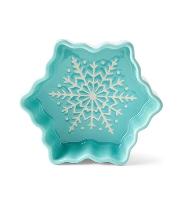 6" Christmas Blue Ceramic Snowflake Ramekin by STIR