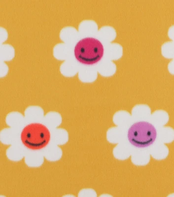 Smiley Face Flowers Blizzard Prints Fleece Fabric