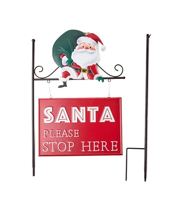 48" Christmas Red Santa Stop Here Yard Stake by Place & Time