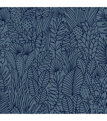 RoomMates Blue Tropical Leaves Sketch Peel & Stick Wallpaper