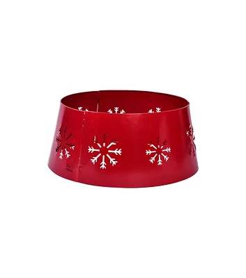 22" Christmas Red Snowflake Cutout Metal Tree Collar by Place & Time