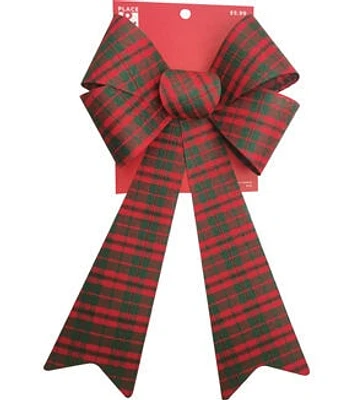 16" Christmas Red & Green Plaid Bow by Place & Time