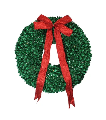 Northlight 28" Christmas Pre Lit Glitter Bow Artificial Wreath