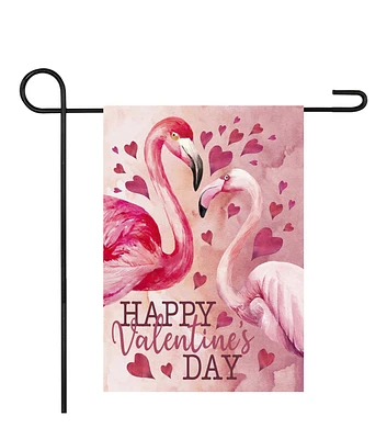 Northlight 18" x 12.5" Happy Valentine's Day Flamingo Double Sided Flag