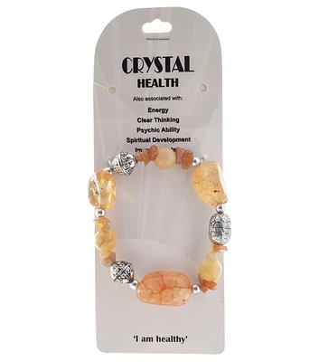 John Bead Citrine With Metal Beads Stretch Bracelet