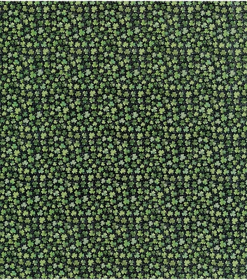 Shamrocks on Black St. Patrick's Day Cotton Fabric