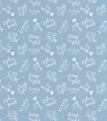 Dream Big Little One on Blue Nursey Cotton Fabric