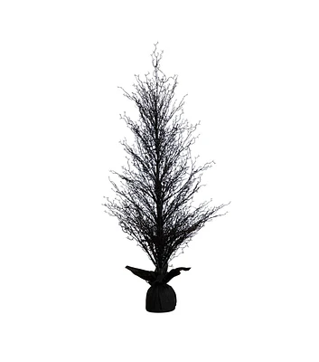 Nearly Natural 5' Halloween Pre-Lit Black Twig Tree With Burlap Planter