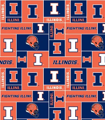 University of Illinois Fighting Illini Fleece Fabric Block