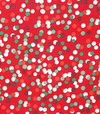 Christmas Dots on Red Christmas Cotton Fabric