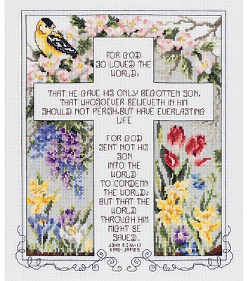 Janlynn 10" x 12" John 3:16-17 Counted Cross Stitch Kit