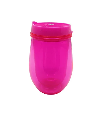 12oz Hot Pink Transparent Plastic Wine Tumbler by Happy