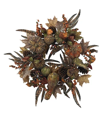 Nearly Natural 28" Autumn Pumpkin Wreath