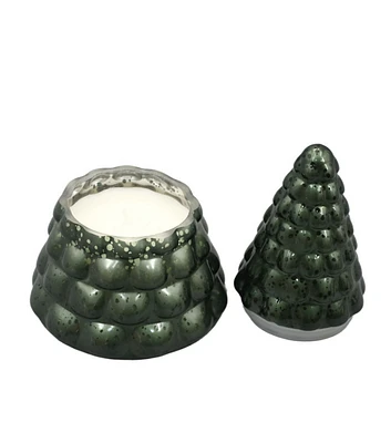 5" Green Glass Christmas Tree Candle by Place & Time