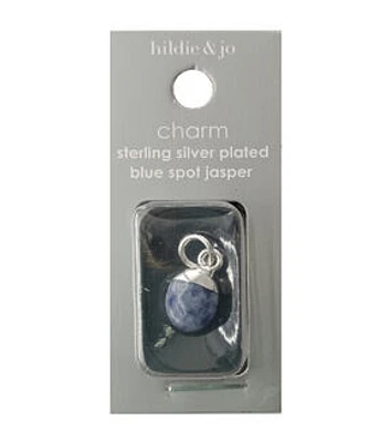 10mm Blue & White Jade Round Silver Charm by hildie & jo