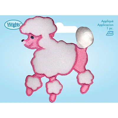 Wrights Pink Poodle Iron On Patch