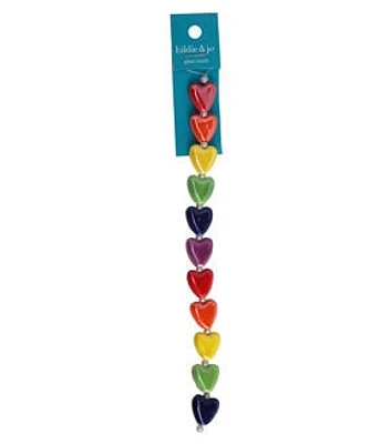 8.5" Multicolor Heart Ceramic Strung Beads by hildie & jo