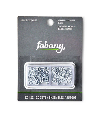 Size 1 & 2 White Hooks & Eyes 20pk by Fabany