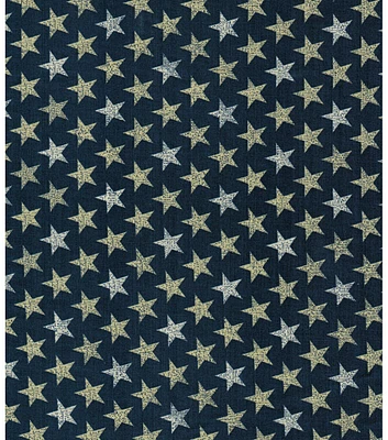 Rustic Mini Stars on Navy Patriotic Cotton Fabric